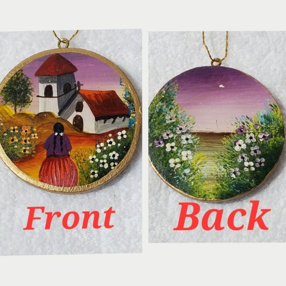 Set of 3 Wooden Hand-Painted Ornaments - Picture 3 of 7